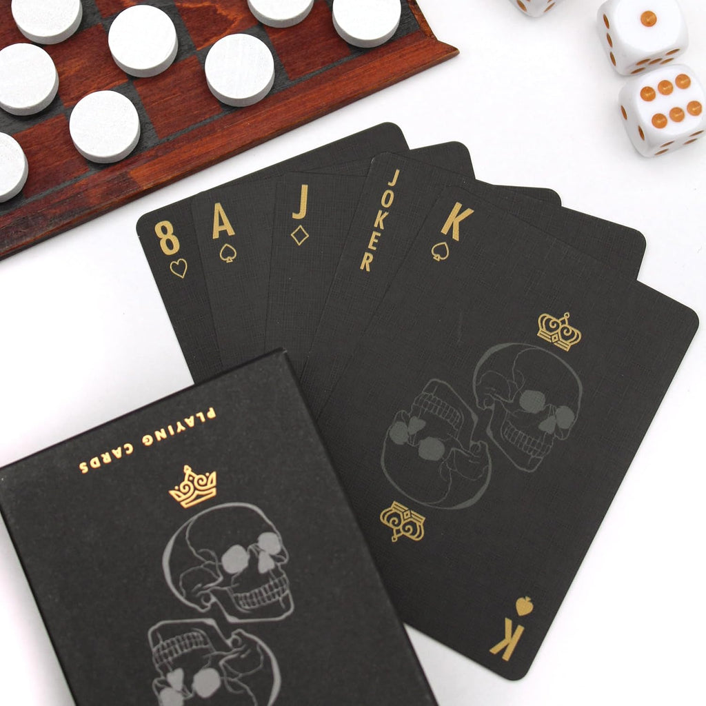 Iron & Glory Games Night | Wooden Games Compendium with Dice Set, Playing Cards, Dominoes Set & Checkers | 4 in 1