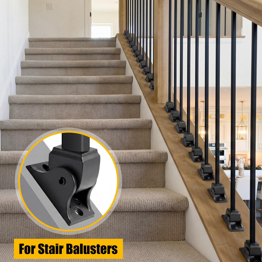 20 Sets 5/8" Round Iron Baluster Swivel Shoes 0-180 Degrees Rotation Staircases Baluster Connectors Hardware Shoes
