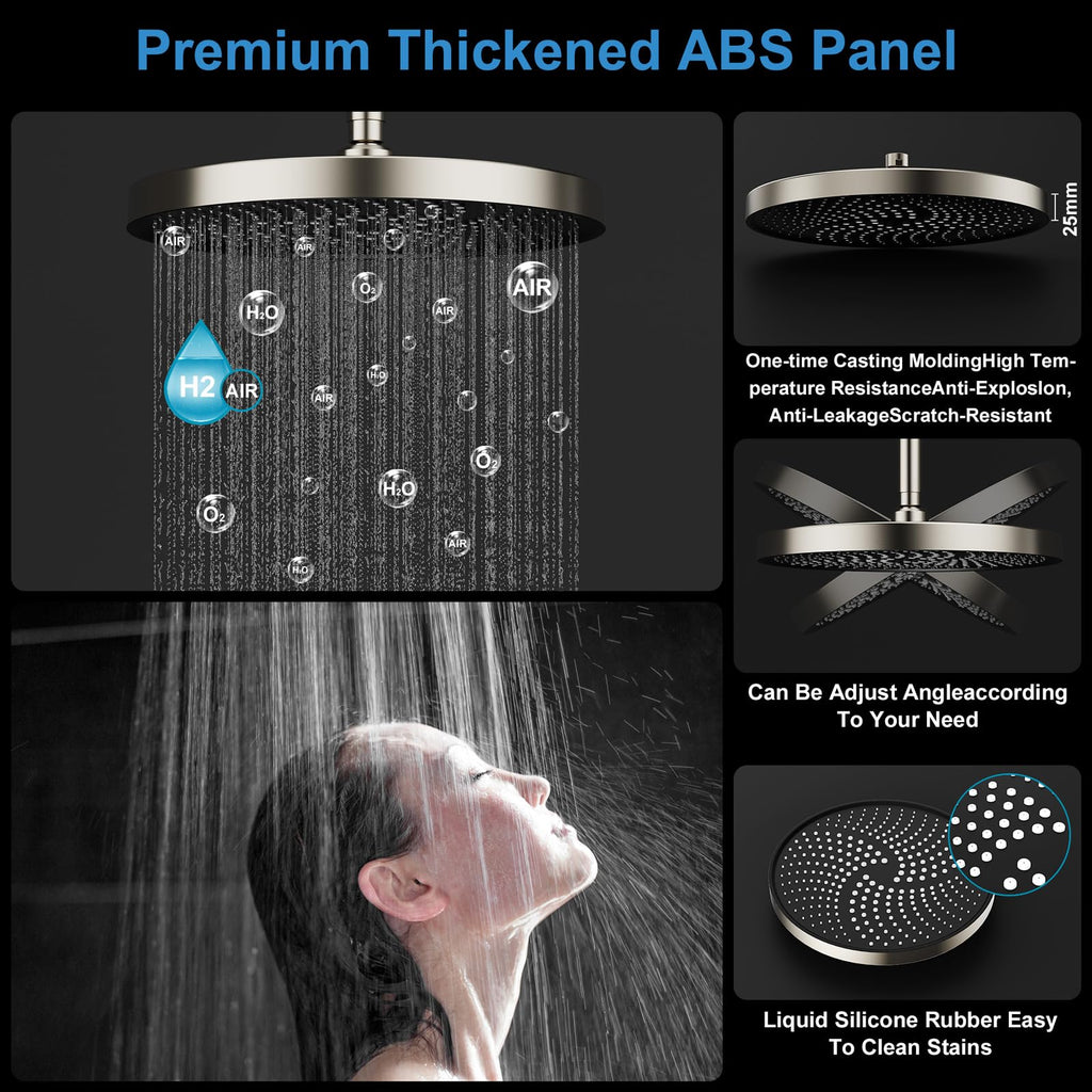 Shower System Brass Thermostatic Shower Faucet Set With Valve and Diverter Shower Mixer with 2 Rain Shower Head and