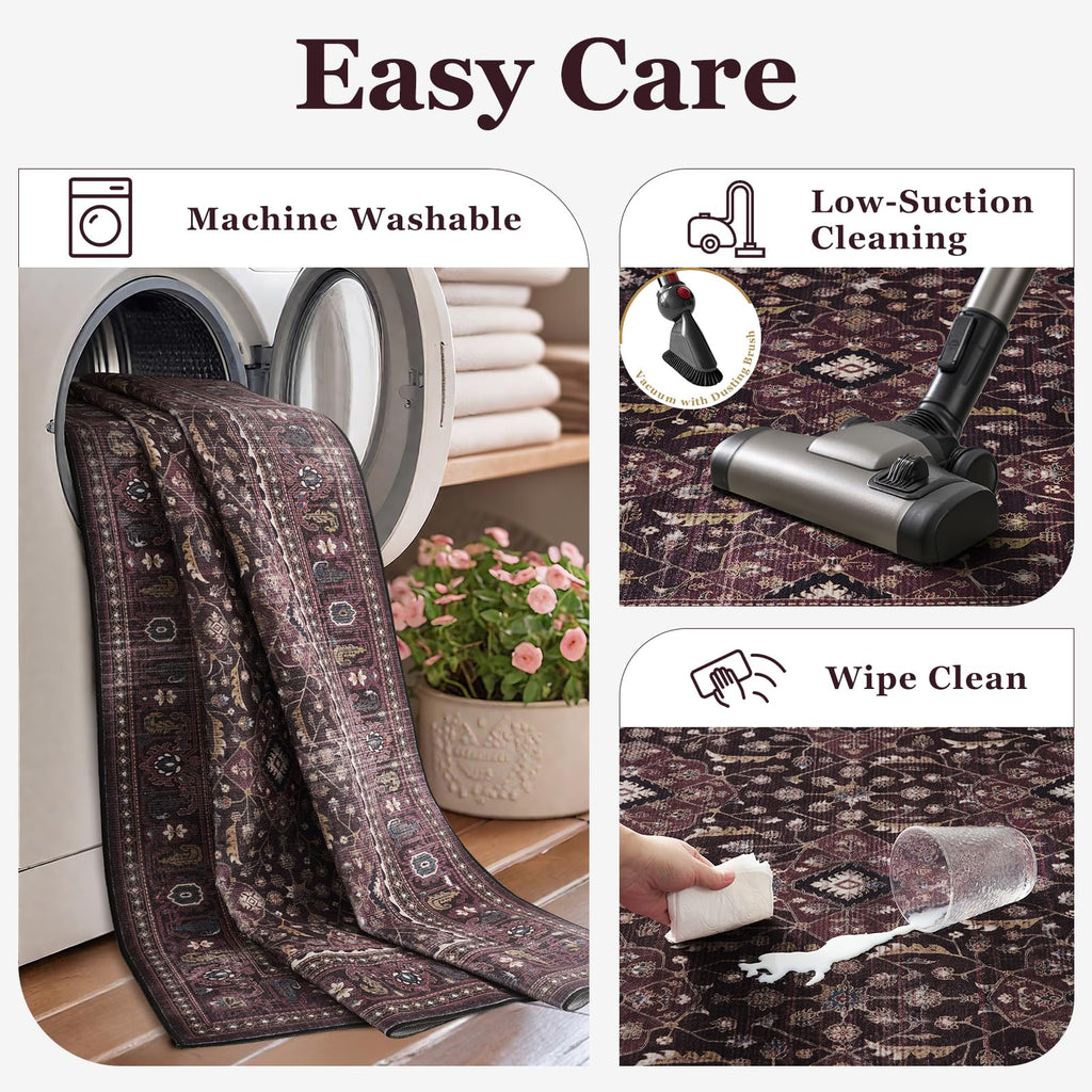Fig 2x6 Hallway Runner Rugs Non Skid Washable, Earth Tone Dark Academia Carpet Runners for Ktichen 6ft, Luxurious