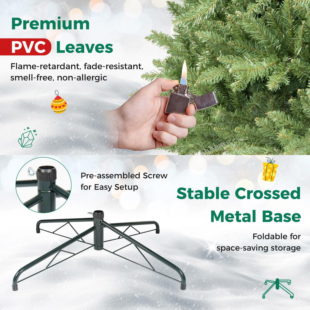 10 FT Artificial Christmas Tree, Hinged Unlit Xmas Tree