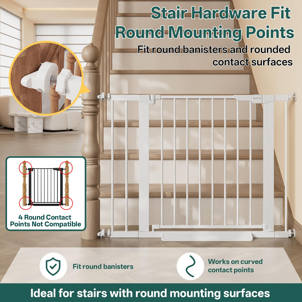 29.6-39.1 in Wide Baby Gate for Stairs and Doorways, White