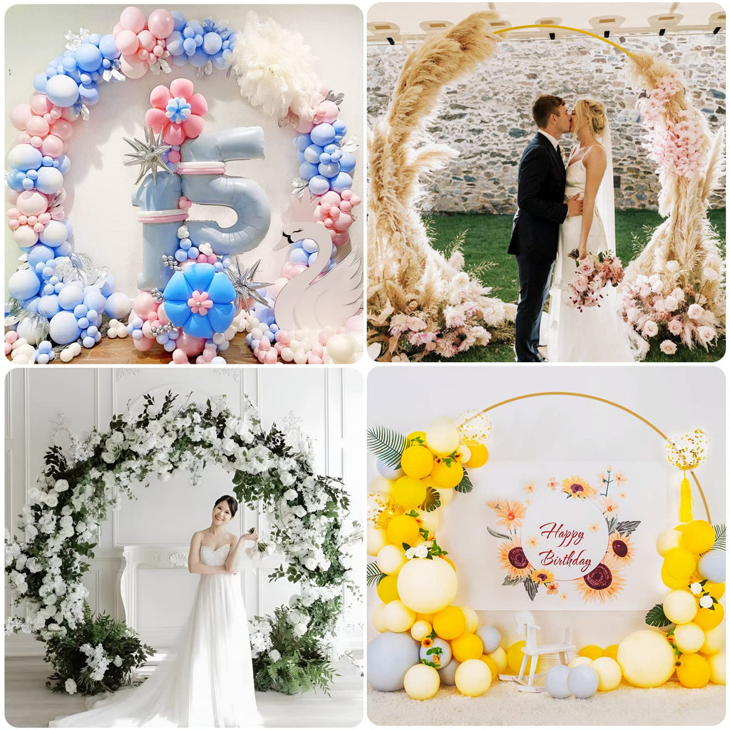 Round Backdrop Stand 8FT Gold Wedding Balloon Arch Stand for Party