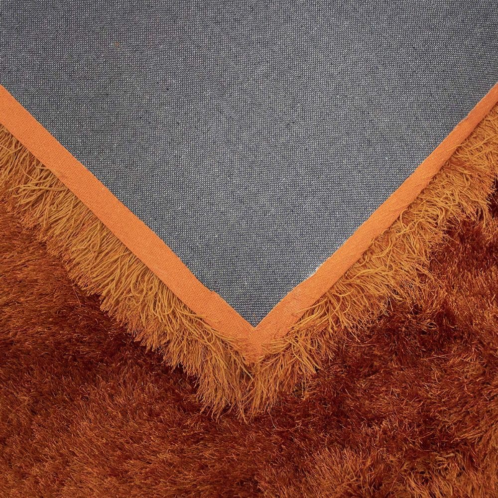 LA Rust Dark Orange Pumpkin Color Solid Shag Shaggy Fluffy Floor Modern Furry Rectangular Fuzzy Patterned Plush Deep