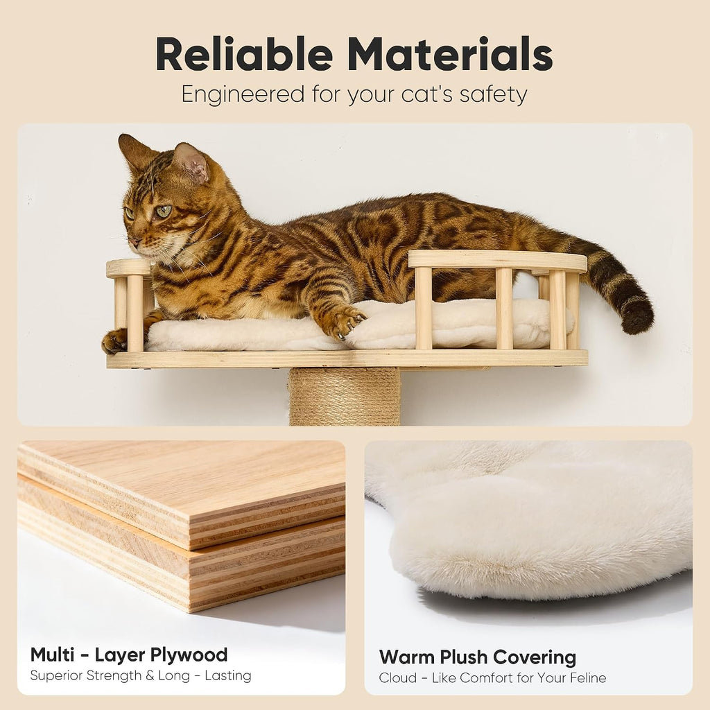 Cat Wall Shelves, 4 in 1 Set, Beige