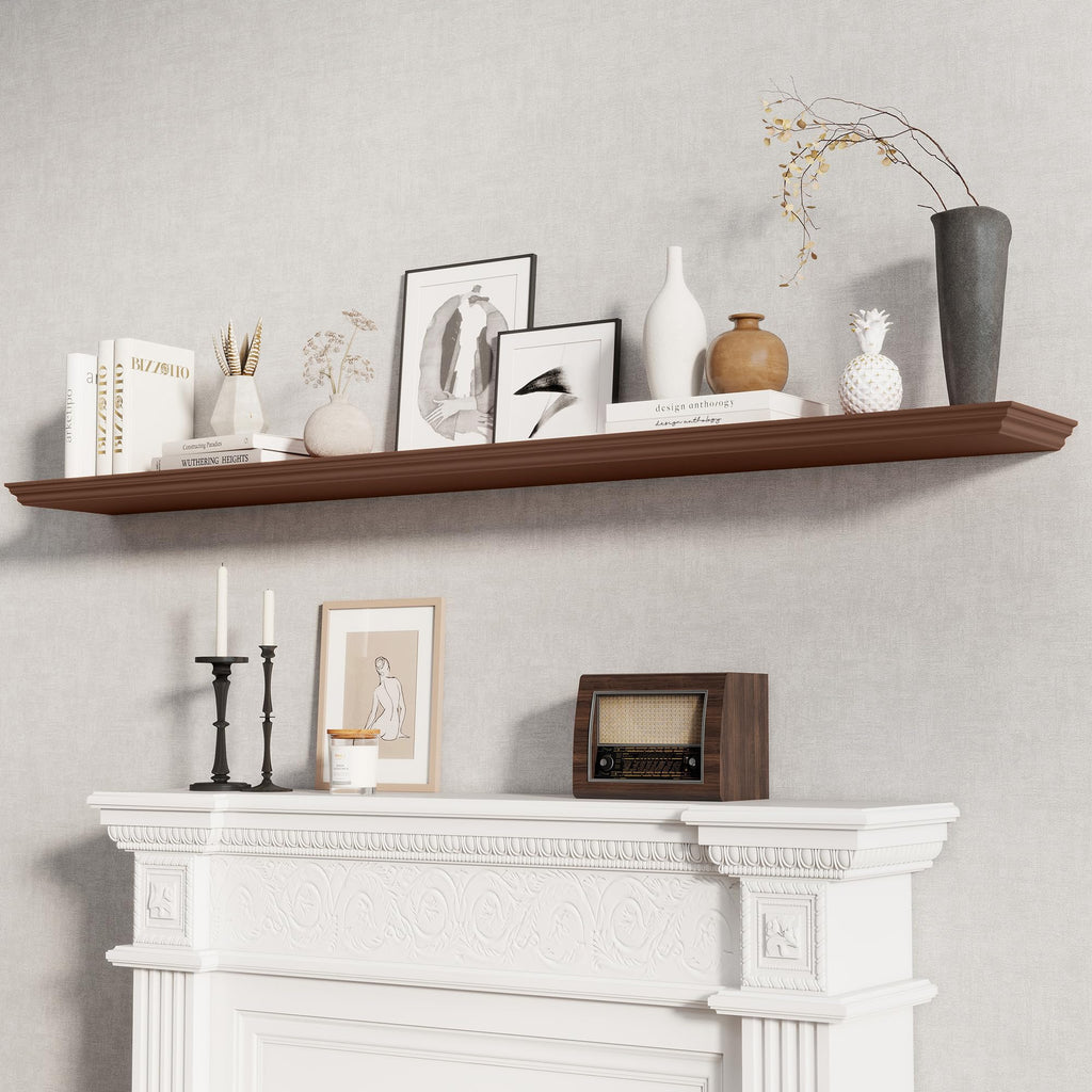 Floating Shelves, Walnut, 72 Inch Long, 9.3 Inch Deep, 1 Pack