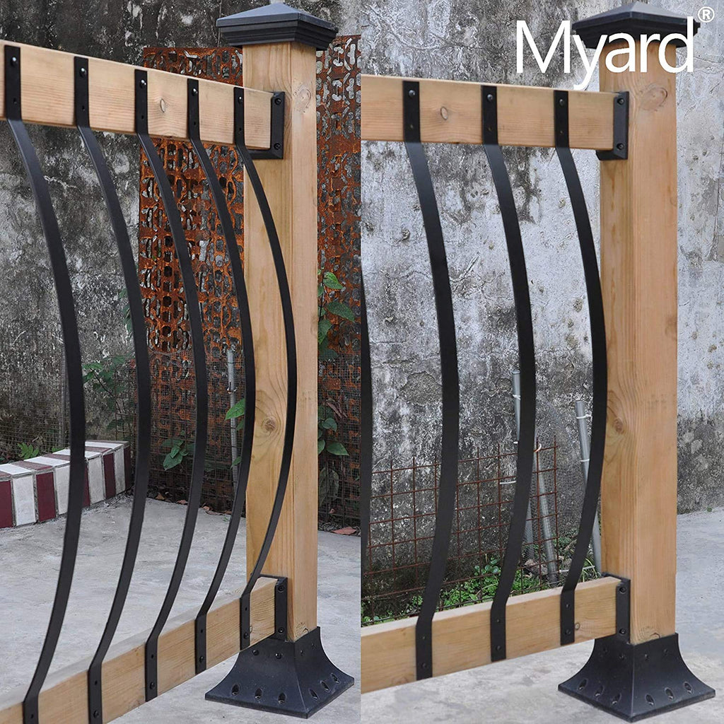 32-1/4'' Grooved Aluminum Deck Balusters, Arc Arch Style, Matte Black