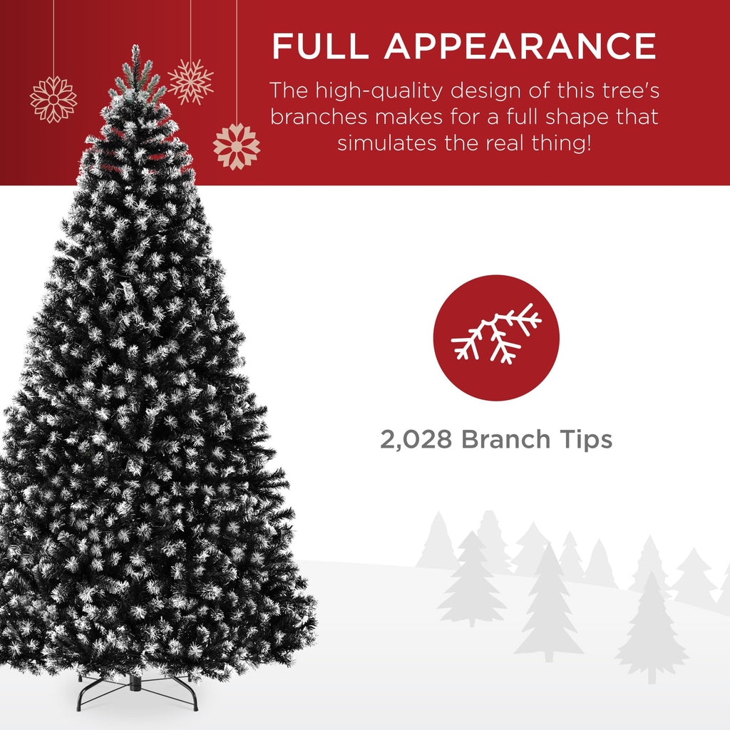 Artificial Frosted Christmas Tree, 9ft Premium Unlit Realistic Spruce Holiday Décor w/Dense Branches, Metal Base