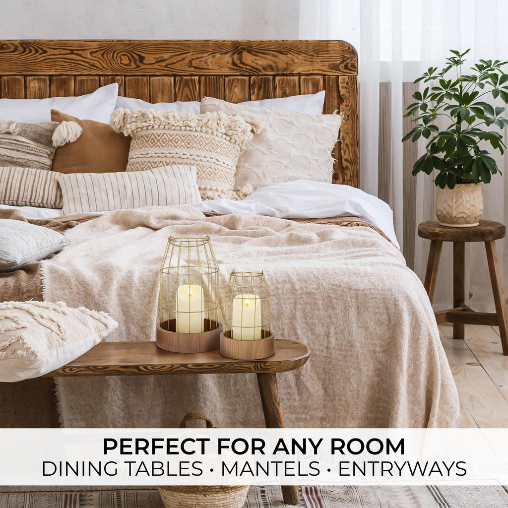 Rustic Farmhouse Lantern Decor Set of 2 - Stylish Decorative Lanterns