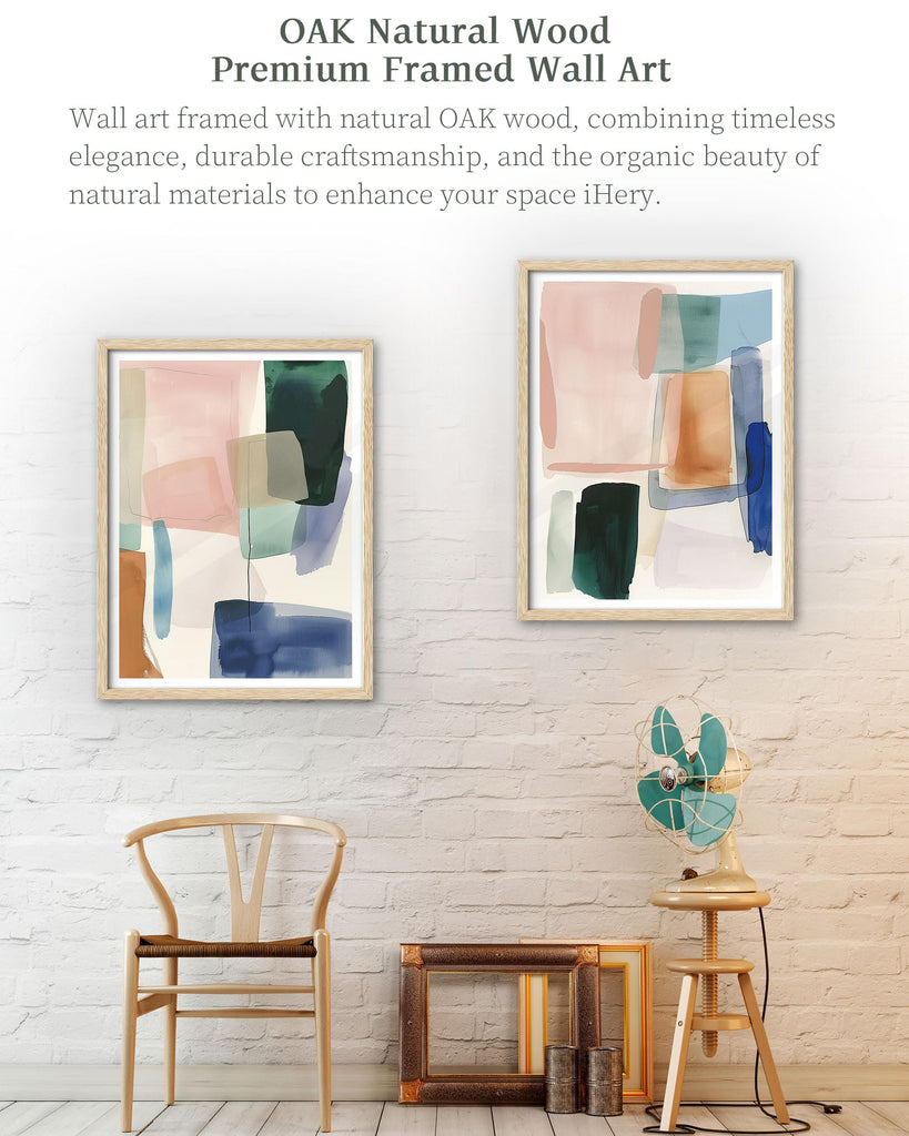 12x16in Geometric Color Block Framed Abstract Wall Art