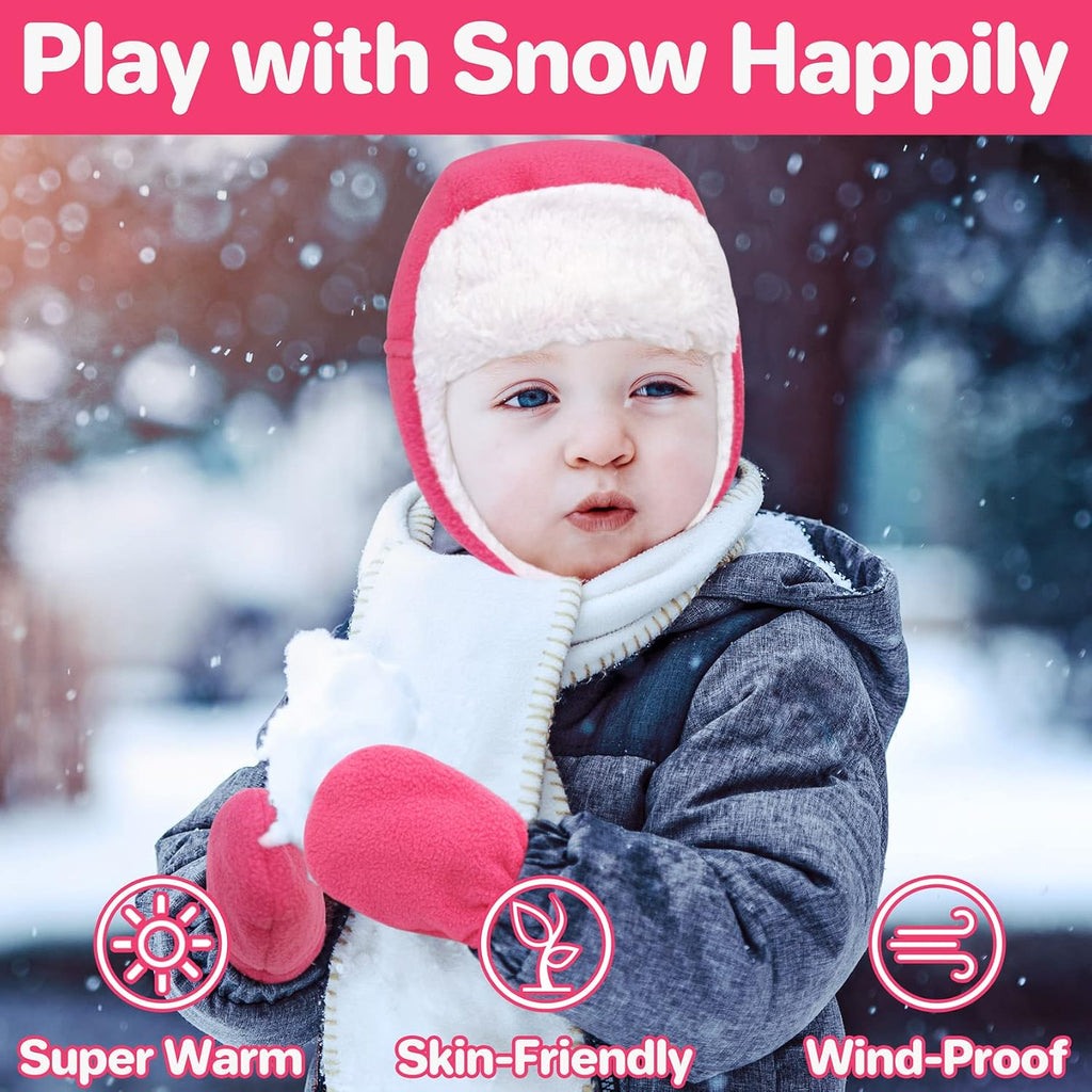 2 Pairs Baby Mittens Winter Toddler Mittens Warm Fleece Infang Gloves for Boys Girls Toddler Winter Gloves for Kids