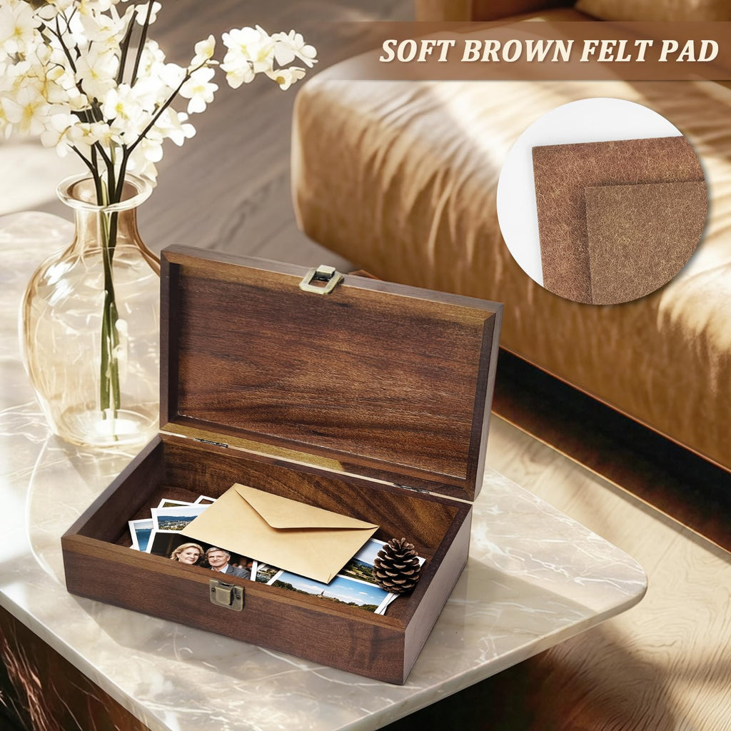 2-Pack Wooden Keepsake Boxes with Hinged Lid, 11.02 & 13.78Inch
