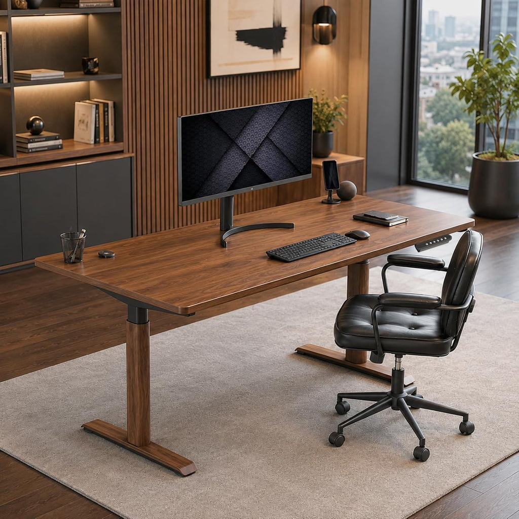 Dual Motor Standing Desk Frame,Sit Stand Desk Base Only,Walnut
