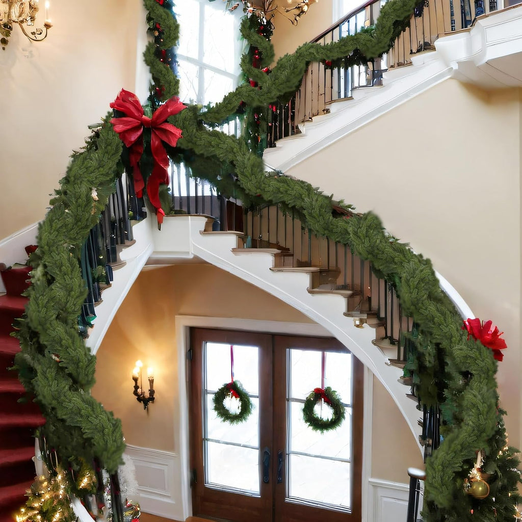 1 Pcs 15 ft Deluxe Thick Christmas Pine Garland Faux Greenery Garland