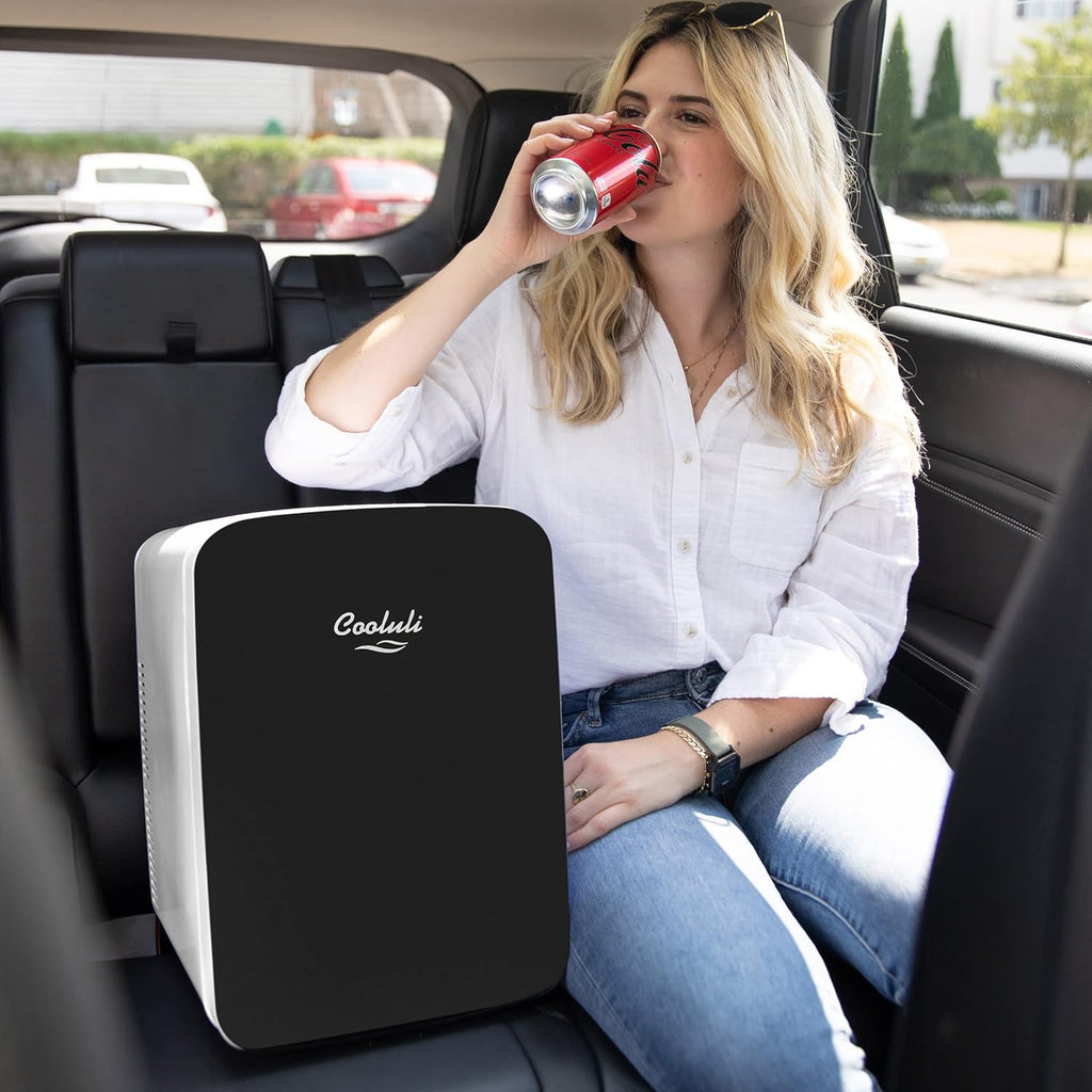 15L Mini Fridge for Bedroom - Car, Office Desk & College Dorm Room - 12v Portable Cooler & Warmer for Food, Drinks