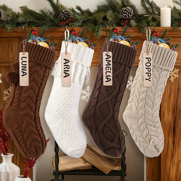 In Christmas Knit Hanging Stocking Xmas Home Decoration - Set of 4