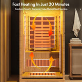 1-2 Person 6.3Ft Infrared Sauna, 7 Color Full Spectrum Wood Dry Sauna. Canadian Hemlock Indoor Saunas with 1745W 20Min