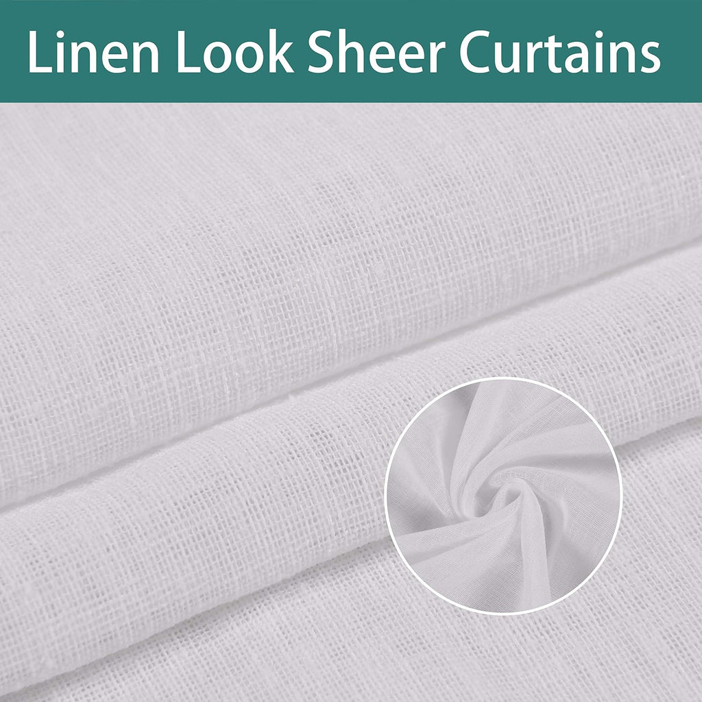 Burlap Linen Look Outdoor Curtains 2 Panels | Waterproof Tab Top Sheer Curtains for Pergola, Porch, Cabana, Gazebo