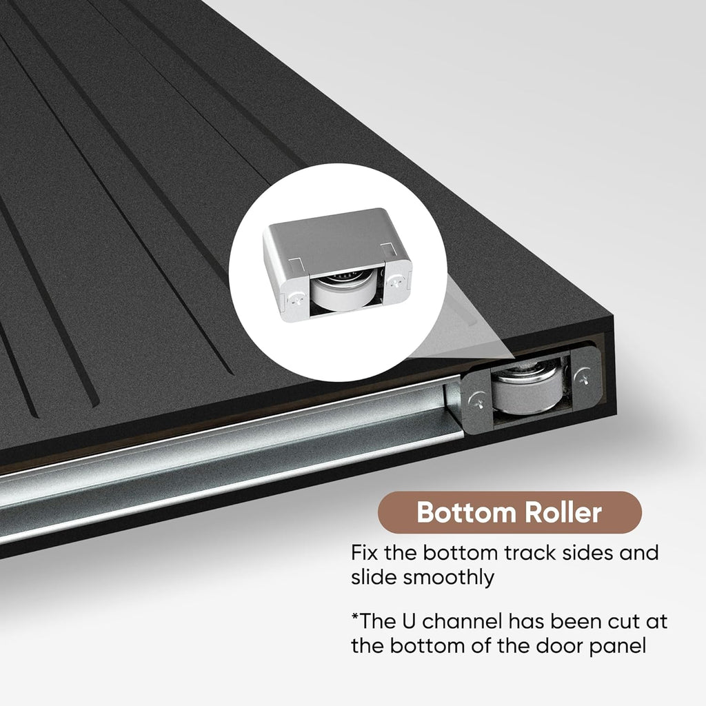 42"x84" Concealed Sliding Barn Door with Soft Close Hardware Kit, Black Hidden Door for Opening 38"-