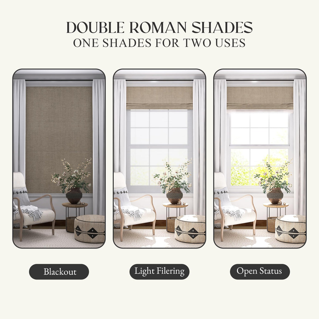 Motorized Day Night Roman Shades with Remote, 66" W x 64" H