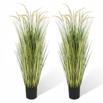 Artificial 5ft 2-Pack Horsetail Reed Grass, 59in Tall Artificial Indoor Outdoor Fake Grass Plant, Home Office