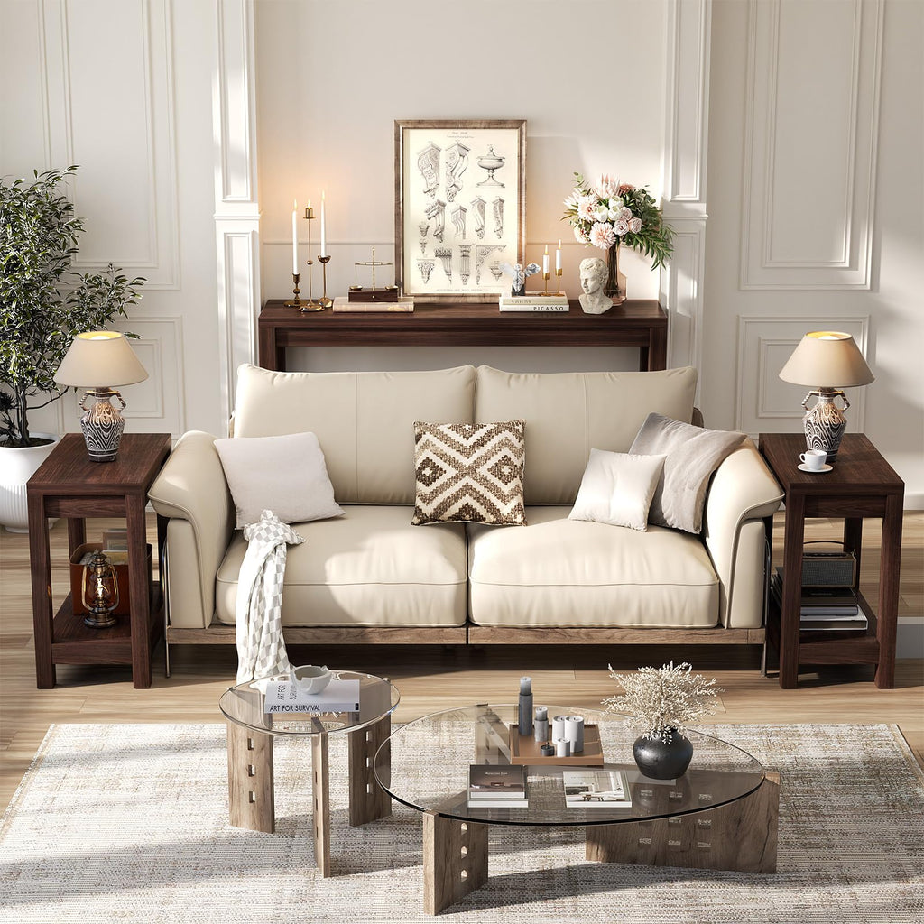 Farmhouse End Table, Narrow Side Table, Slim End Table with Storage Shelf, Small Console Table for Small Spaces