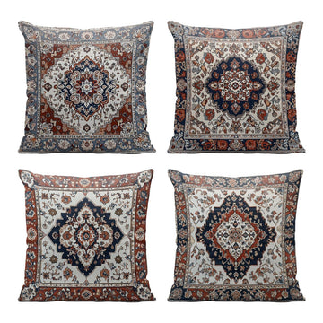 Mandala Throw Pillow Covers 18x18 Set of 4 Vintage Ornamental Floral Geometric Decorative Throw Pillow Covers for