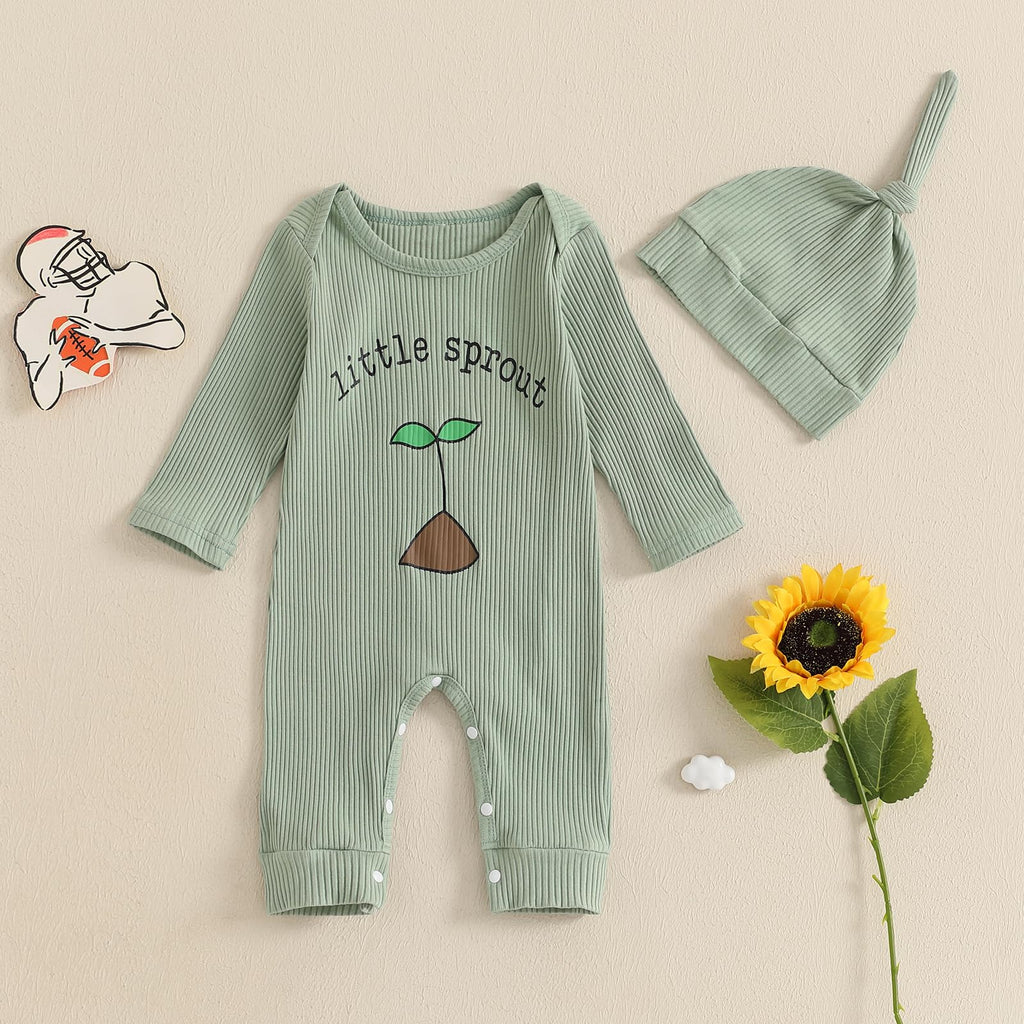 Newborn Boy Clothes Baby Boy Coming Home Hospital Outfit Little Dude One Piece Romper Jumpsuit+Hat Clothing Set