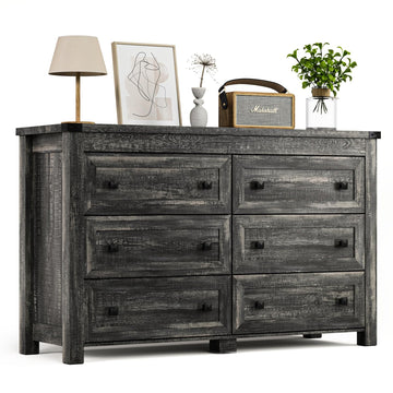 6 Drawer, 47.3" Wide Chest of Drawers, Rustic Grey