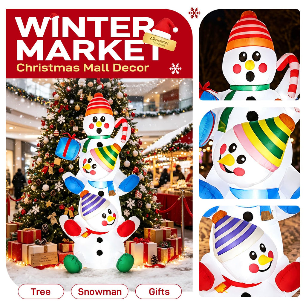 5.9 FT Christmas Inflatable Stacking Snowman Outdoor Decorations