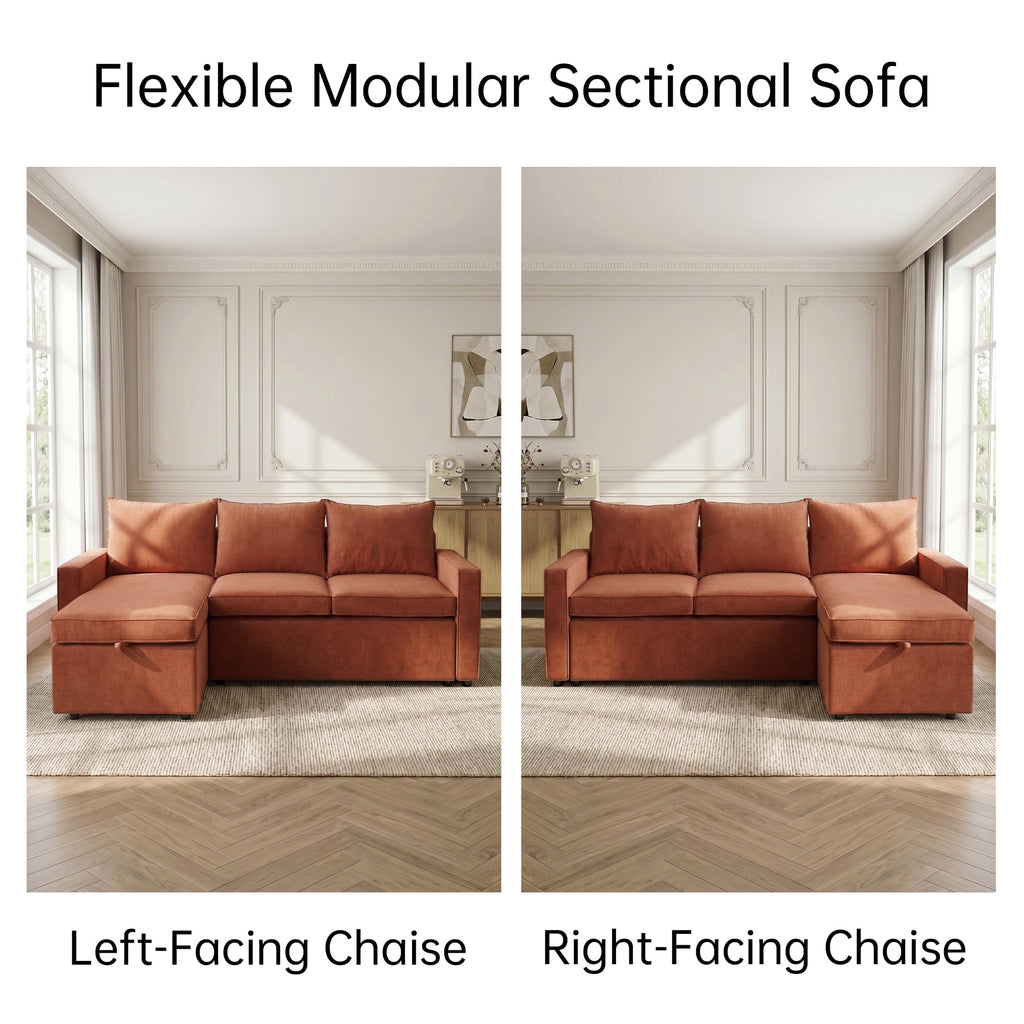 81" Sofa Bed - Sleeper Couch with Storage, Terracotta