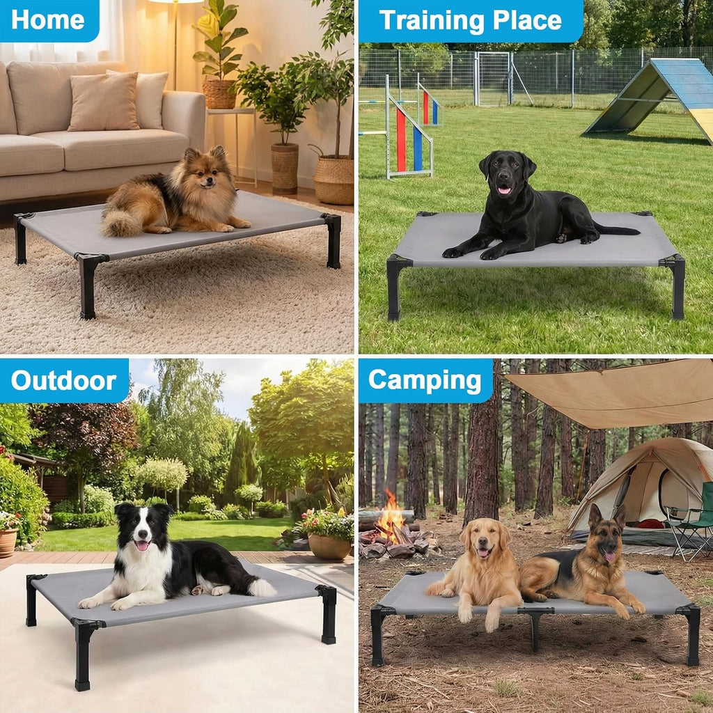 Elevated Dog Bed Raised Cooling Dog Cot for Large Dogs, Portable Indoor & Outdoor Pet Bed with No-Slip Feets
