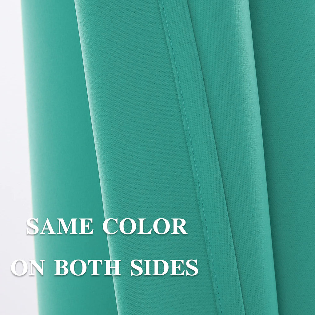 Turquoise Window Valance Curtains - Easy Care Home Decor Tier Curtains with Grommet Top for Basement, Kitchen (29W by