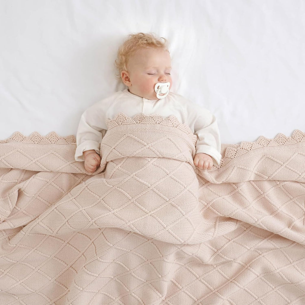 100% Organic Cotton Baby Blanket for Boys Girls, 31.5x40 Inches