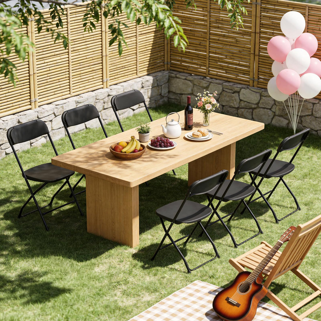 Folding Chairs 10 Pack, Black Folding Chairs for Outdoor Indoor, Plastic Folding Chairs with Sturdy Metal Frame, 350