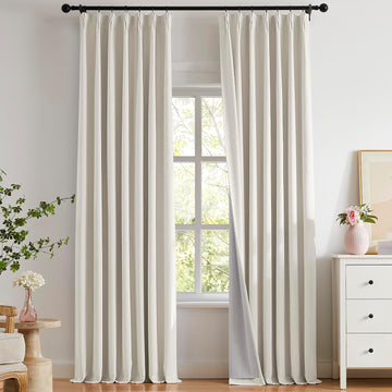 Extra Width Pinch Pleated Linen Curtains 105 Inch Natural