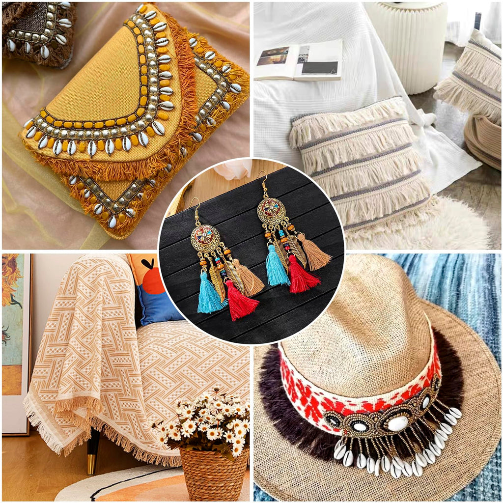 1 Inch Fringe Tassel Ribbon - Polyester Lace Trim for Sewing Clothing, Cushions, Pillow, Curtain, Home - 27 Yards