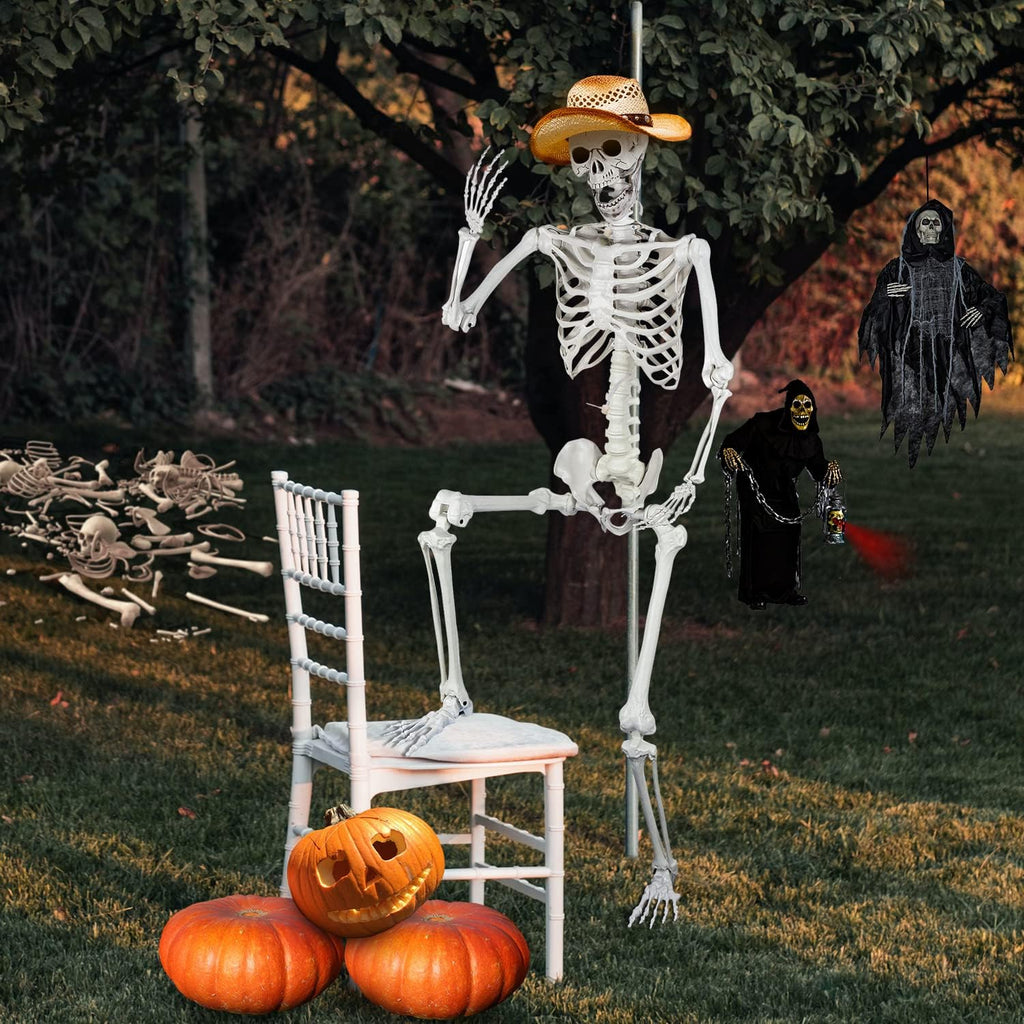 5.4ft Posable Halloween Skeleton - Full Body Life Size Skeleton Bones with Movable Joints for Halloween