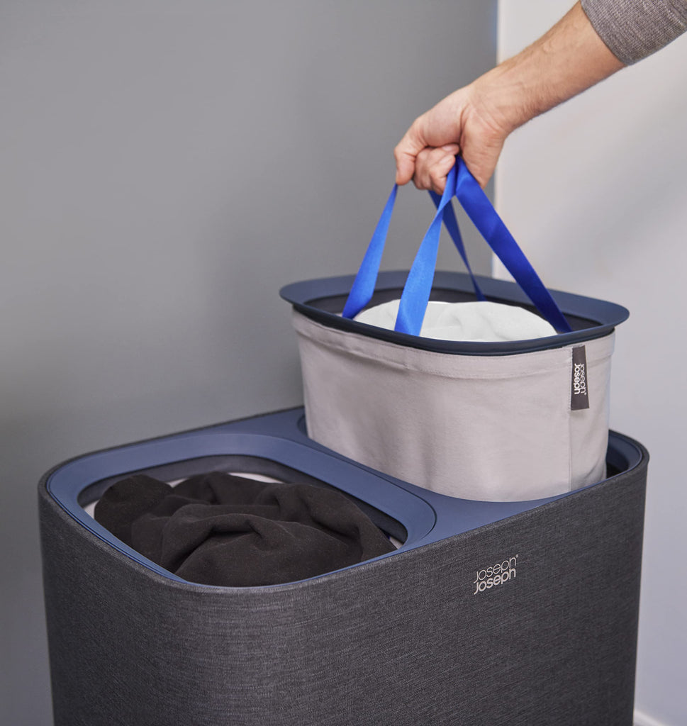 Tota Laundry Hamper with Lid, 90L Double Sorter, Removable Bags