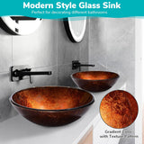 Aquaterior Tempered Glass Bathroom Vessel Sink Artistic Round Vanity Bowl Basin Spa Arts & Crafts