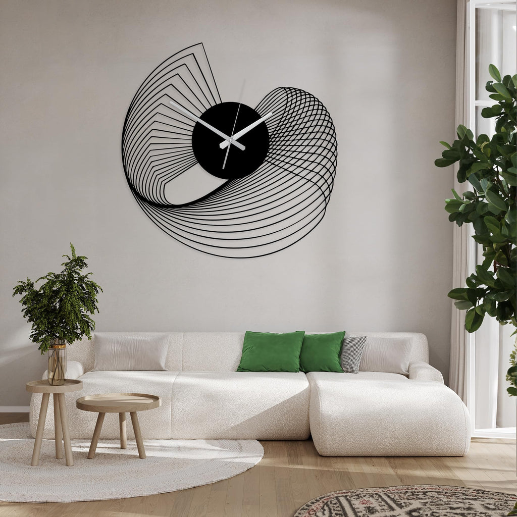 Abstract Large Metal Wall Clock - Modern Kinetic Sculpture Wall Art | Unique Geometric Silent Clock & Contemporary
