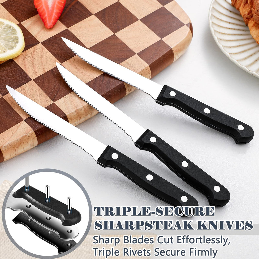 49-Piece Silverware Set with Organizer - Stainless Steel Silverware Set for 8 with Steak Knives and Drawer Organizer