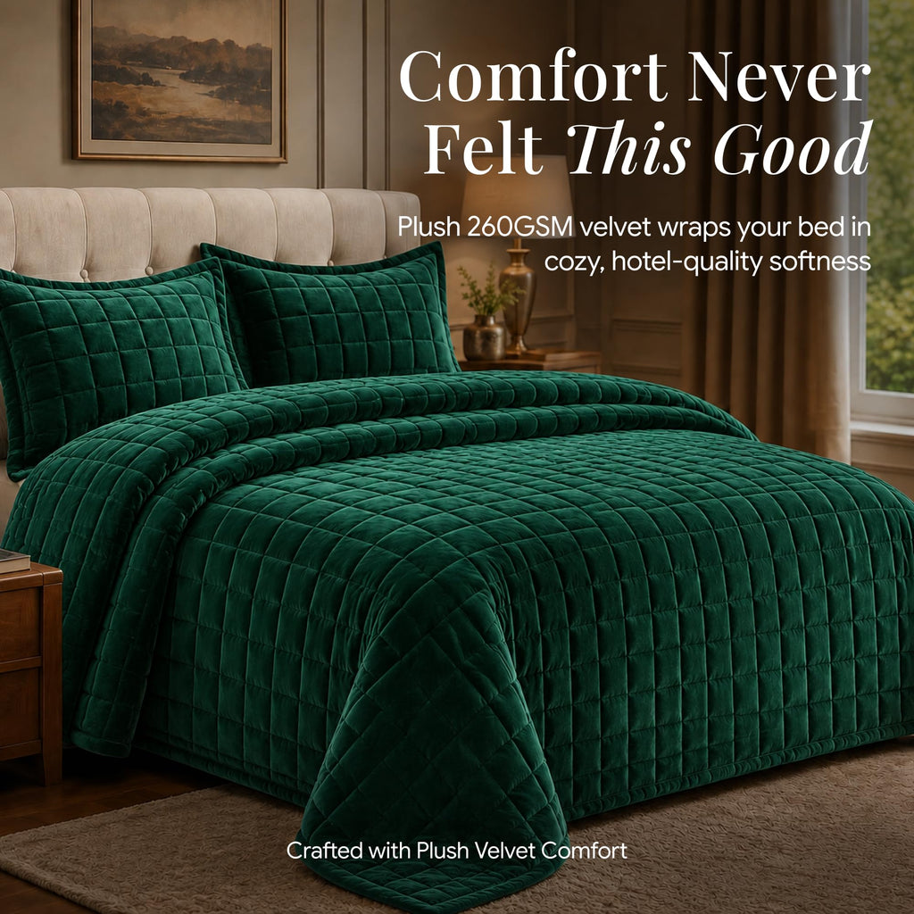 Florence Solid Quilt Set Emerald Green