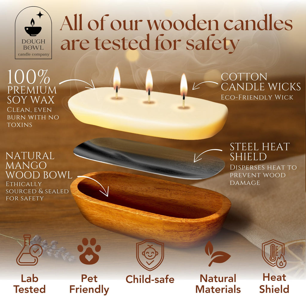 Bowl Candle Co. Ocean Candle for Women or Men - 10x6 3 Wick Scented Candles, Large Wood Luxury Soy Wax Candles in