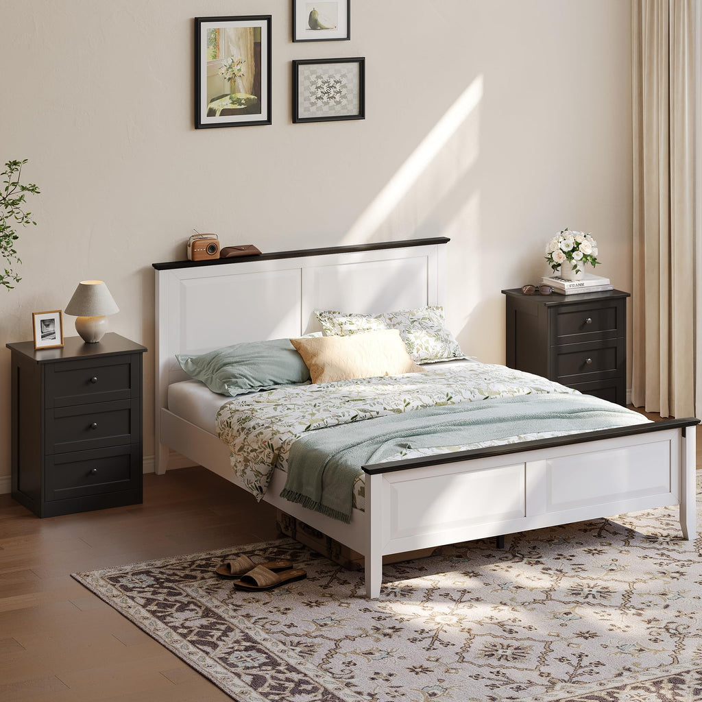 Dresser Set of 2, Black Modern 19'' Wide Wood Chest of Drawers with Hidden Drawer, Storage Organizer with Smooth