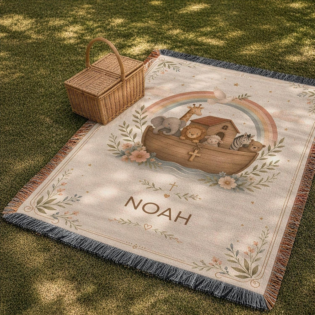 Noah's Ark Baby Woven Blanket
