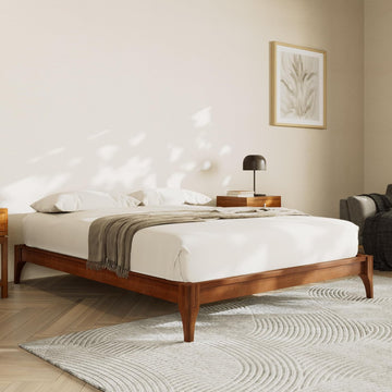Bamboo Japanese Joinery Bed Frame, Tools Free, Brown