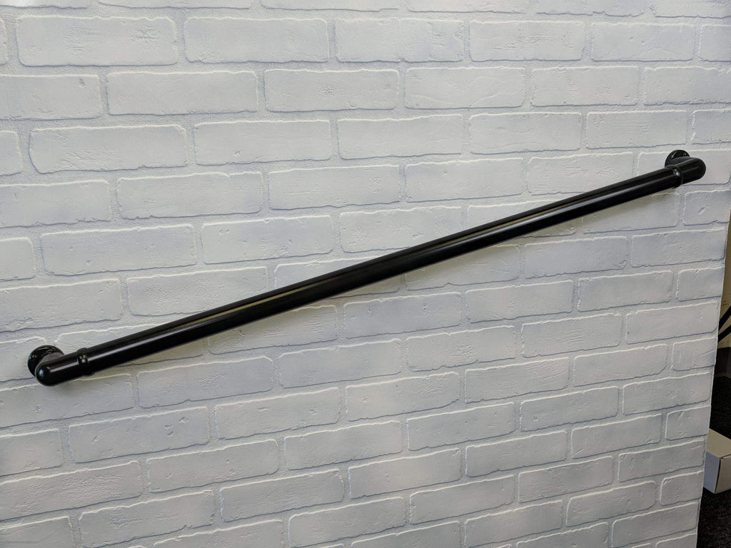 3' Handrail Section with Returns - Satin Black - Easy to Install Stair Hand Rails - USA Made, ADA Compliant Porch