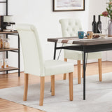 Dining Chairs Set of 2 Fabric Upholstered Dining Room Chairs with Button Tufted High Back and Solid Wood Legs for