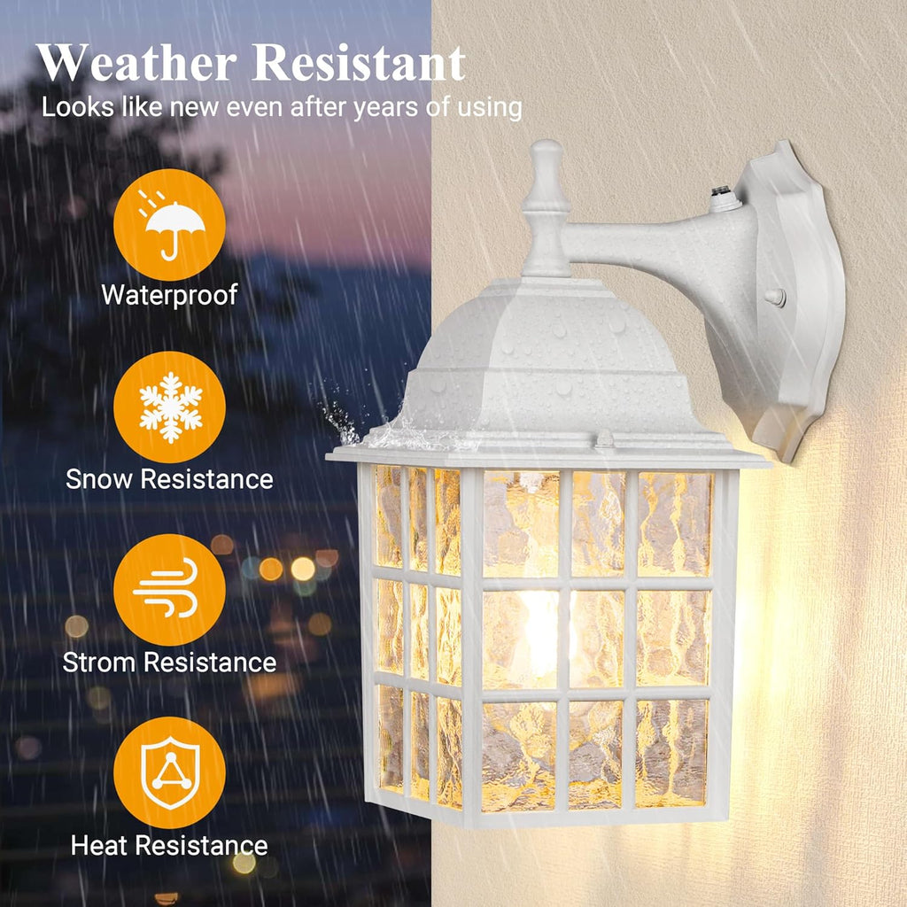 Dusk to Dawn Outdoor Lighting Fixtures - Sensor Exterior Lights, White Porch Lights, Waterproof Wall Lanterns